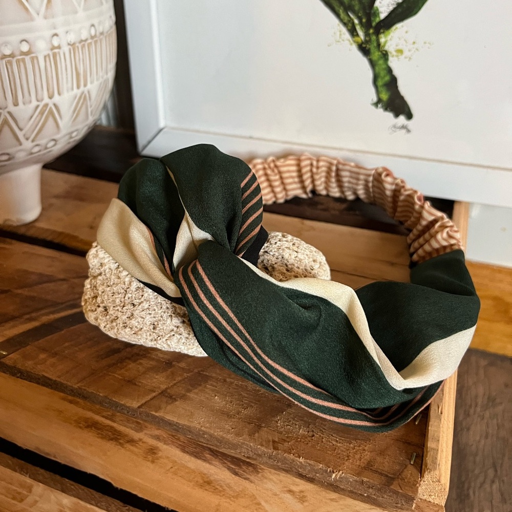 Elegant Green and Beige Headband